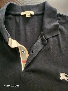 Burberry Black Polo with Signature Check Placket